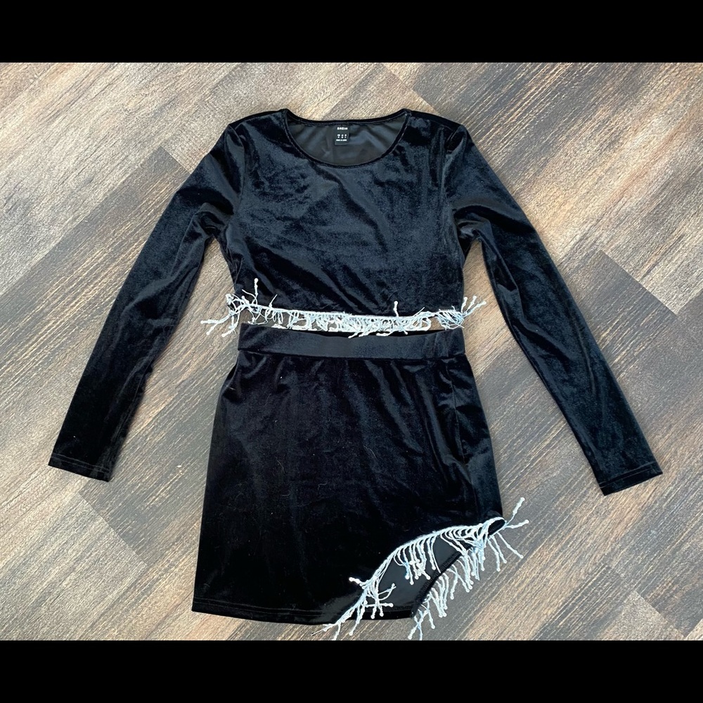 Two piece black velvet set